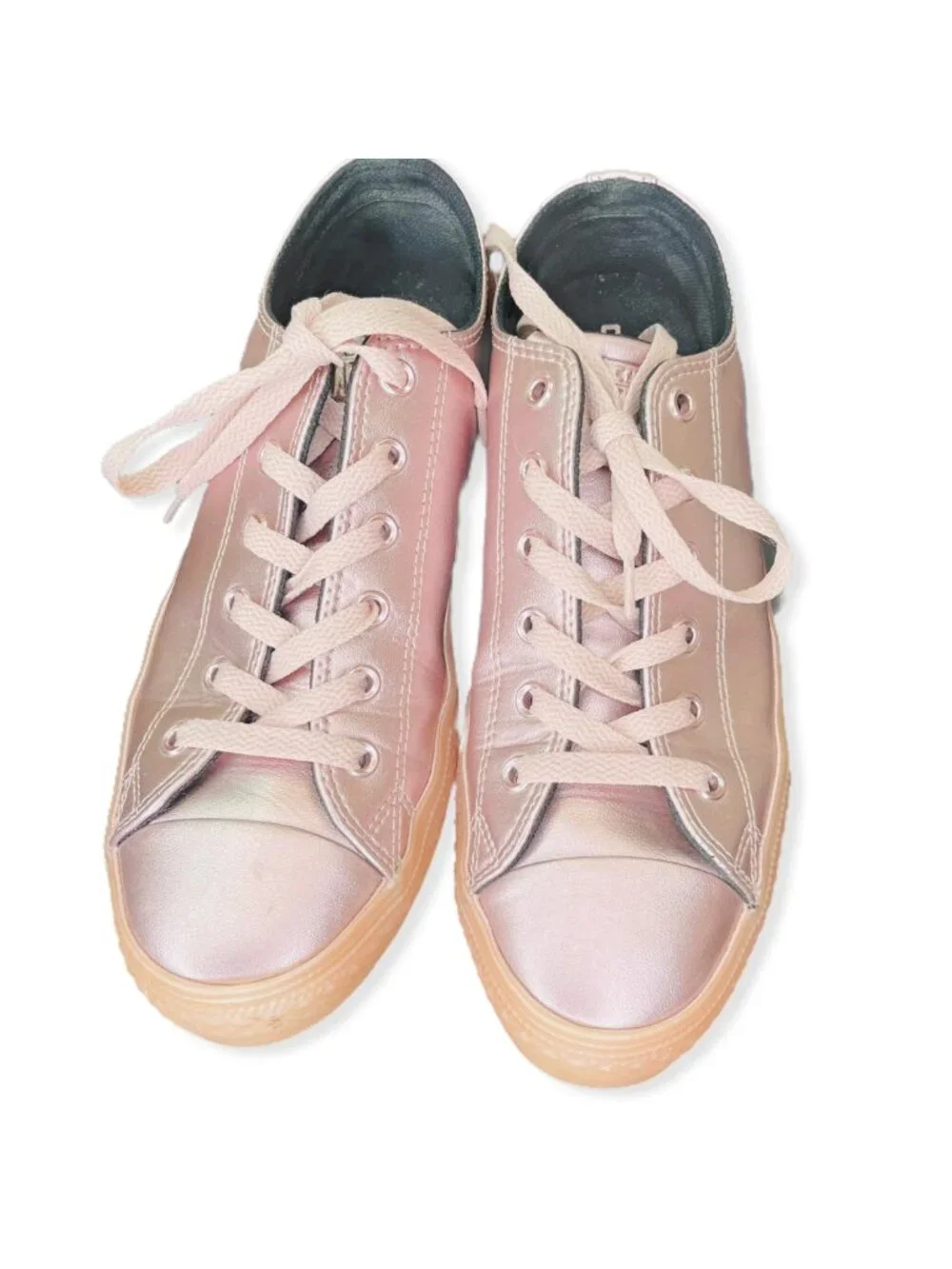 Converse All Star Girls Pink Metallic Low Top Lace Up Sneakers Shoes 5